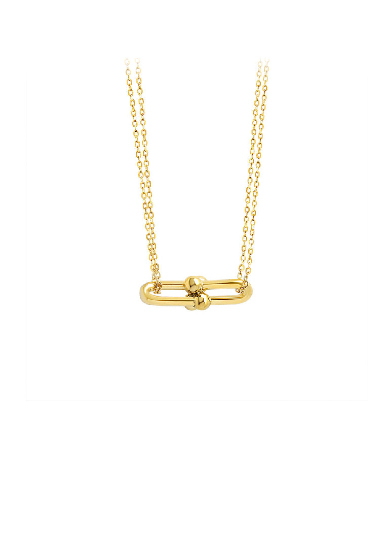 Fashion Creative Plated Gold 316L Stainless Steel Horseshoe Buckle Geometric Pendant with Necklace