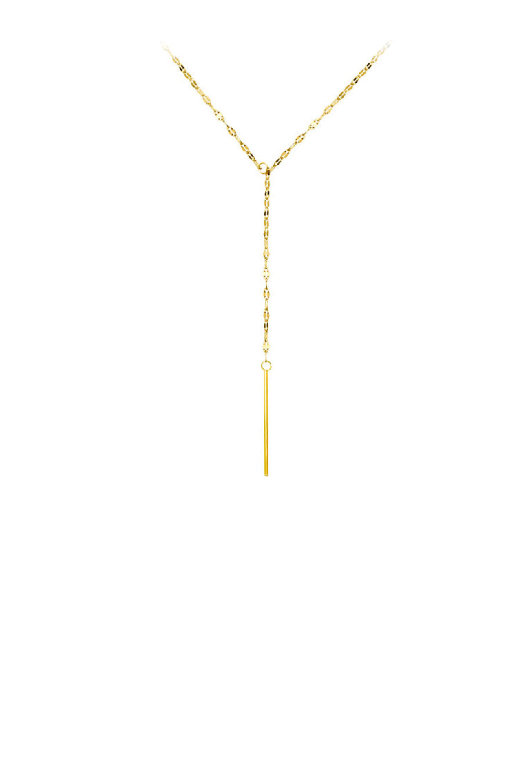 Fashion Simple Plated Gold 316L Stainless Steel Y-tassel Pendant with Necklace
