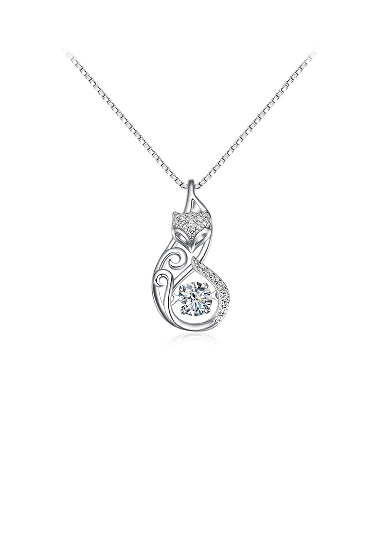 925 Sterling Silver Fashion Elegant Fox Pendant with Cubic Zirconia and Necklace - Luxurious Look