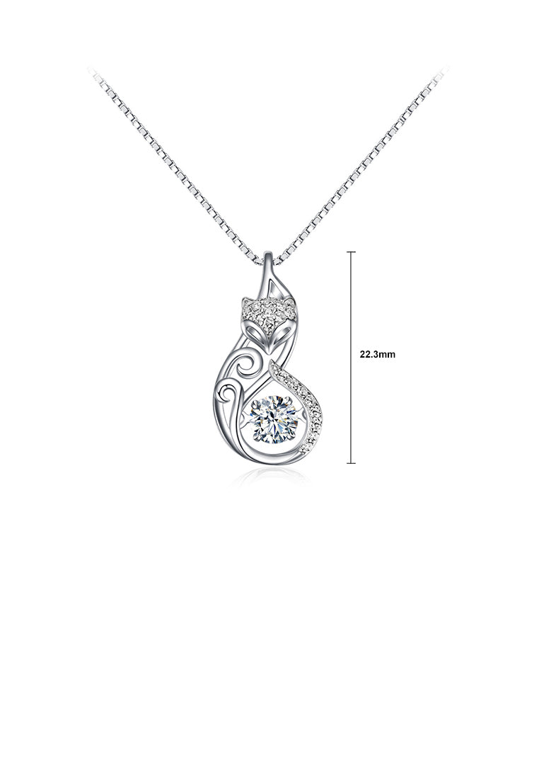925 Sterling Silver Fashion Elegant Fox Pendant with Cubic Zirconia and Necklace - Luxurious Look