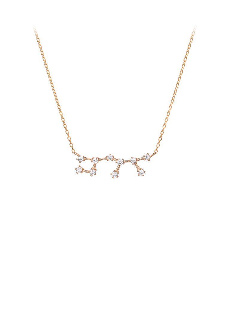 925 Sterling Silver Plated Champagne Gold Fashion Simple Twelve Constellation Sagittarius Pendant with Cubic Zirconia and Necklace - Luxurious Look