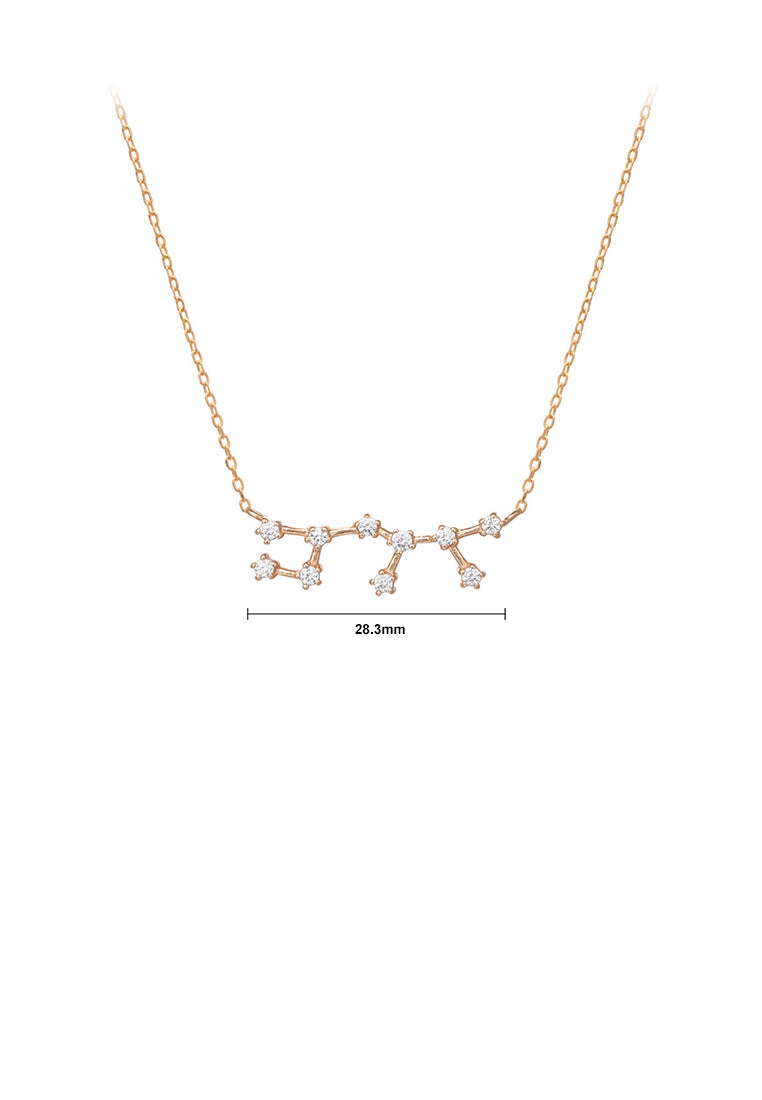 925 Sterling Silver Plated Champagne Gold Fashion Simple Twelve Constellation Sagittarius Pendant with Cubic Zirconia and Necklace - Luxurious Look