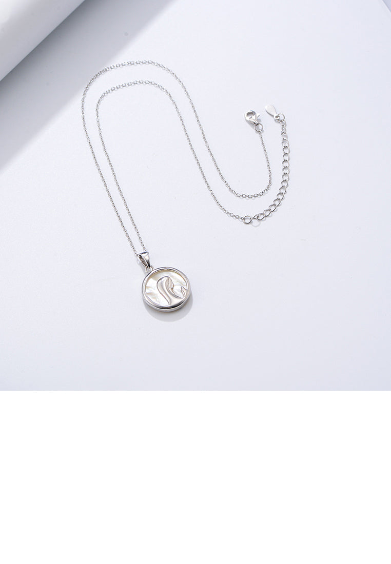 925 Sterling Silver Fashion Simple Virgin Mary Portrait Shell Geometric Round Pendant with Necklace