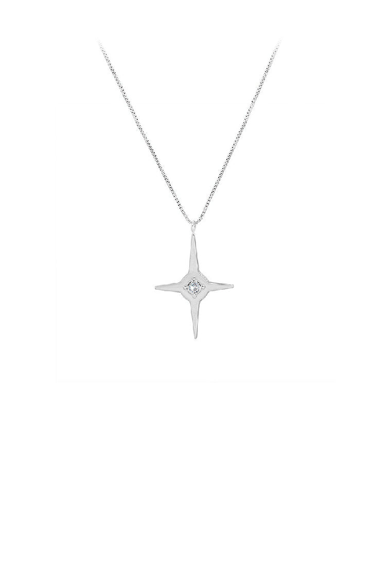 Fashion Simple 316L Stainless Steel Star Pendant with Cubic Zirconia and Necklace - Luxurious Look