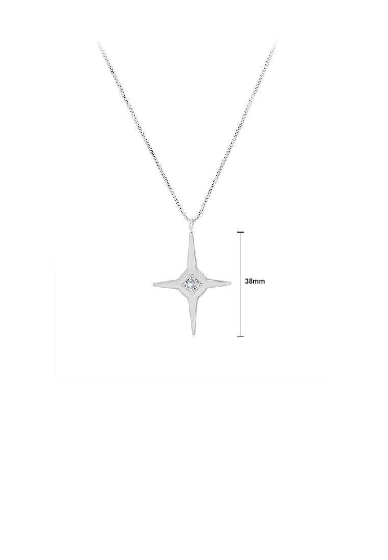 Fashion Simple 316L Stainless Steel Star Pendant with Cubic Zirconia and Necklace - Luxurious Look