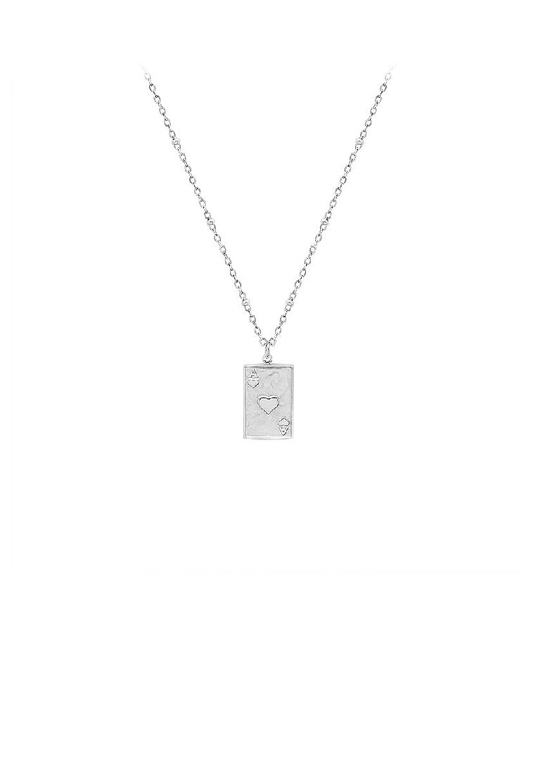 Simple Fashion 316L Stainless Steel Playing Card Heart A Geometric Pendant with Necklace