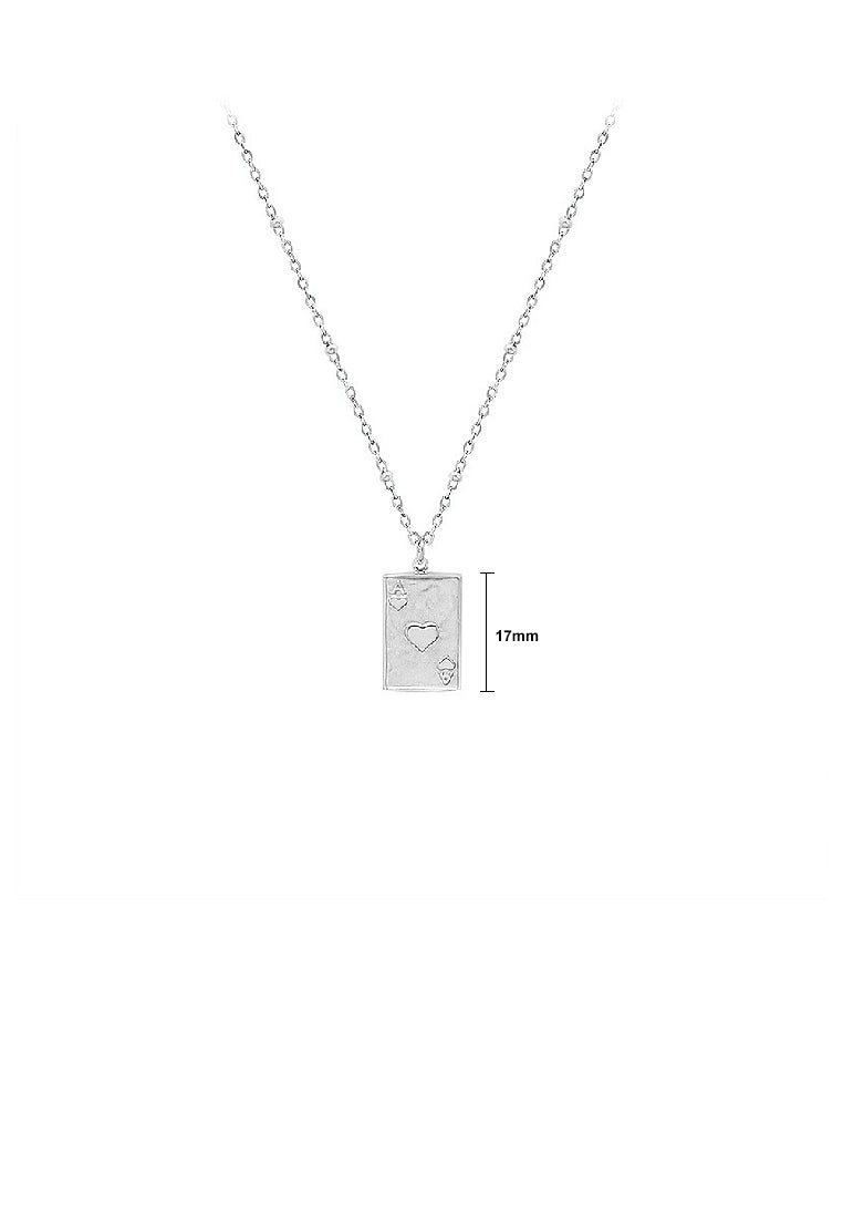 Simple Fashion 316L Stainless Steel Playing Card Heart A Geometric Pendant with Necklace