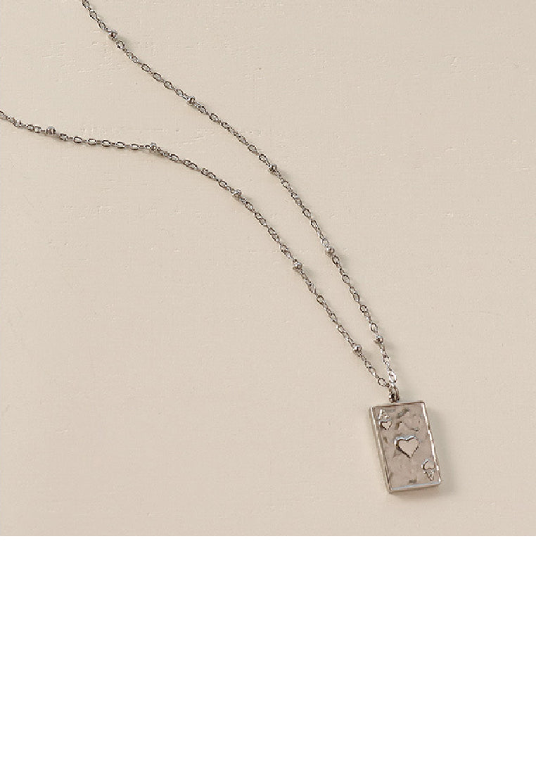 Simple Fashion 316L Stainless Steel Playing Card Heart A Geometric Pendant with Necklace