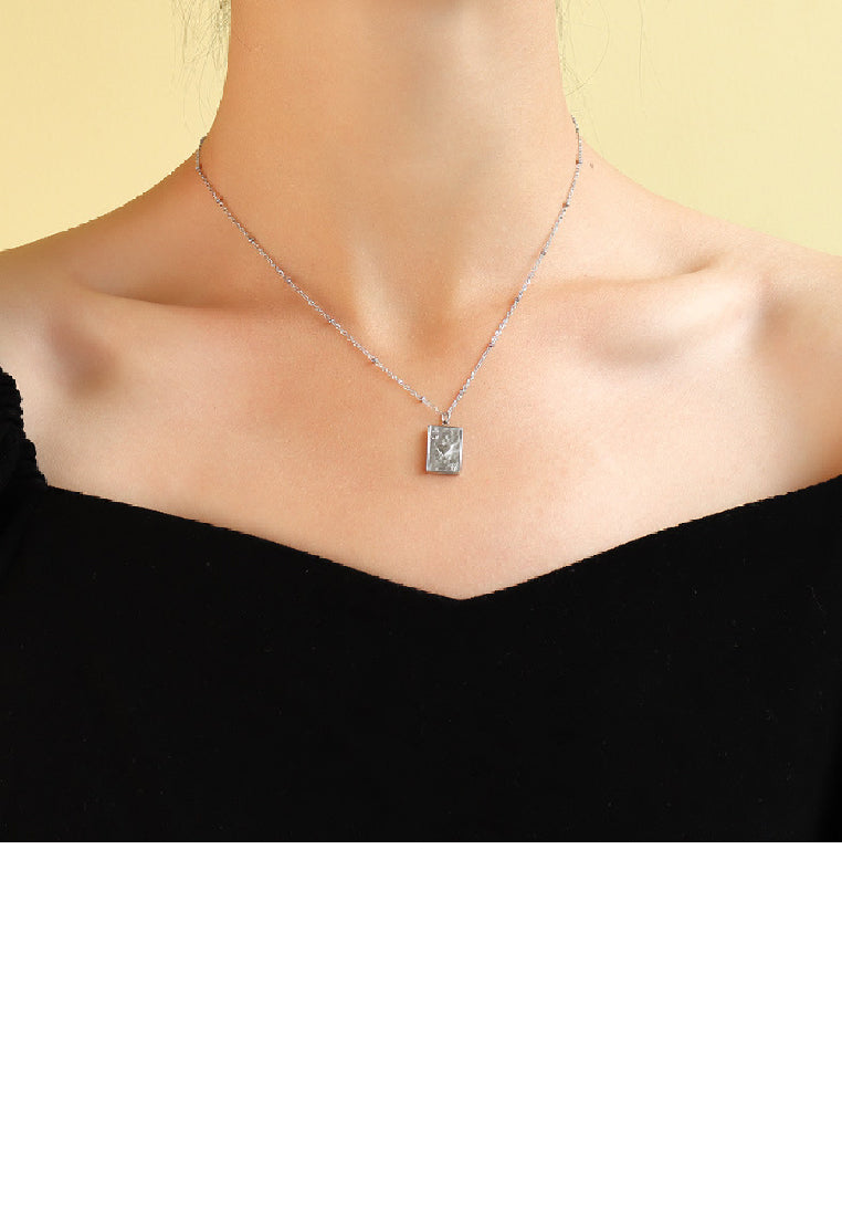 Simple Fashion 316L Stainless Steel Playing Card Heart A Geometric Pendant with Necklace
