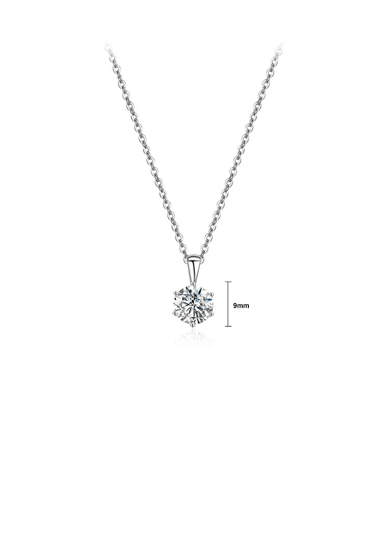 925 Sterling Silver Simple and Delicate Geometric Round Cubic Zirconia Pendant with Necklace - Luxurious Look