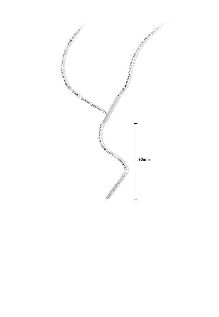 Fashion Simple 316L Stainless Steel Geometric Tassel Pendant with Necklace