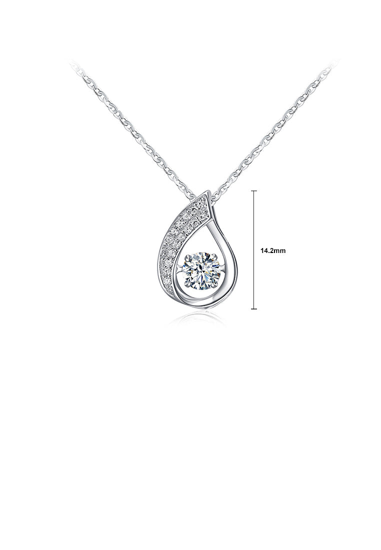 925 Sterling Silver Fashion Brilliant Water Drop Pendant with Cubic Zirconia and Necklace - Luxurious Look