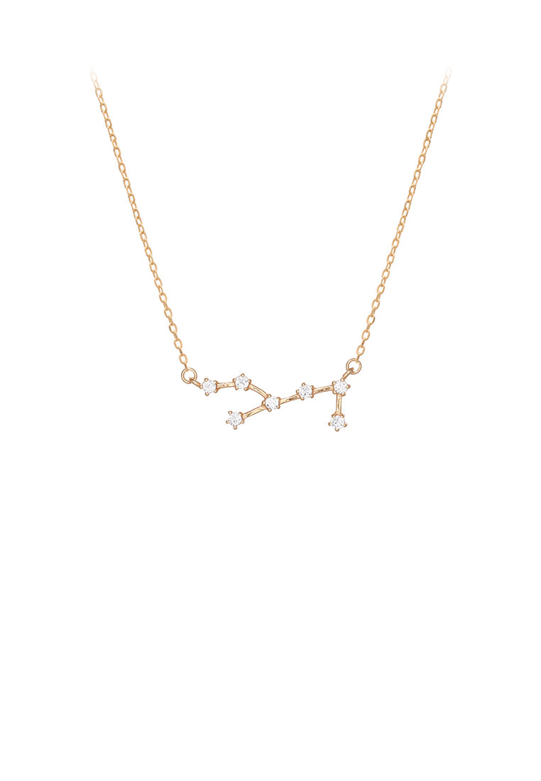 925 Sterling Silver Plated Champagne Gold Fashion Simple Twelve Constellation Virgo Pendant with Cubic Zirconia and Necklace - Luxurious Look