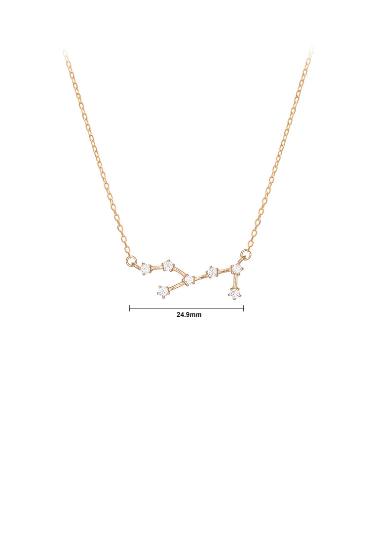 925 Sterling Silver Plated Champagne Gold Fashion Simple Twelve Constellation Virgo Pendant with Cubic Zirconia and Necklace - Luxurious Look