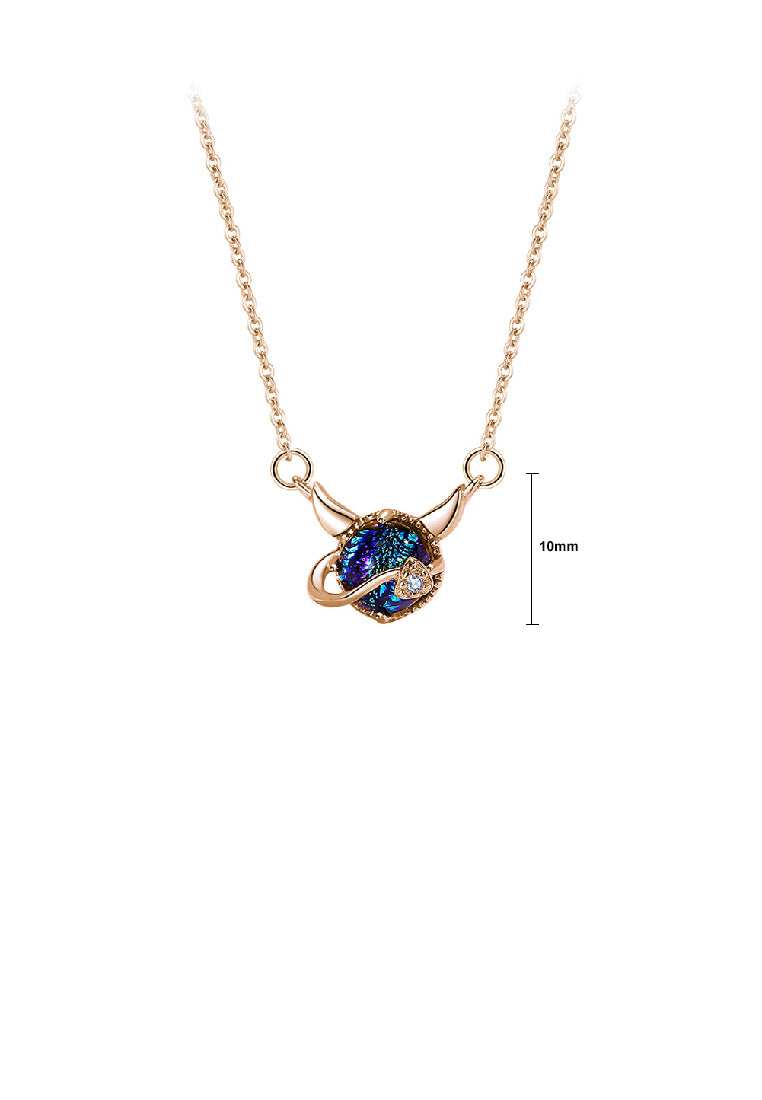 925 Sterling Silver Plated Rose Gold Fashion Personality Little Devil Cat Pendant with Cubic Zirconia and Necklace - Luxurious Look