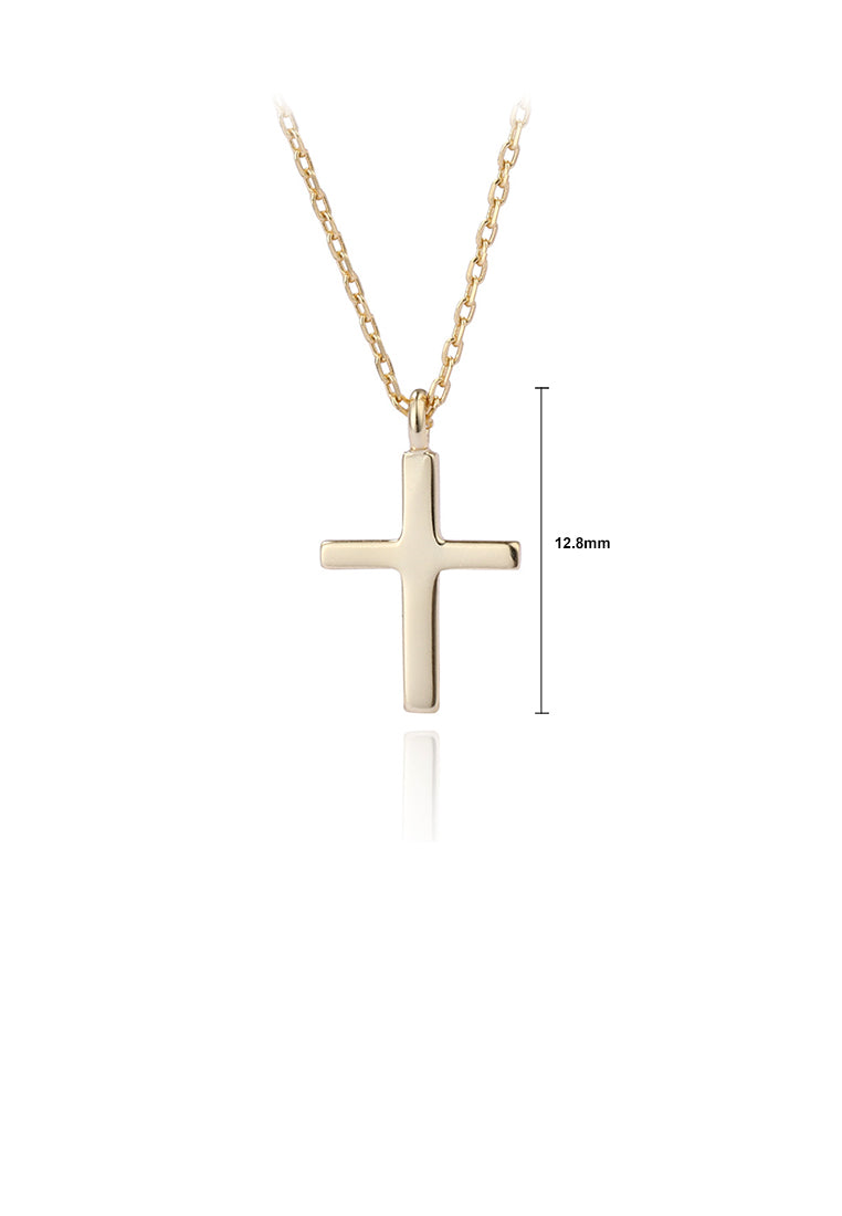 925 Sterling Silver Plated Gold Simple Fashion Cross Pendant with Necklace
