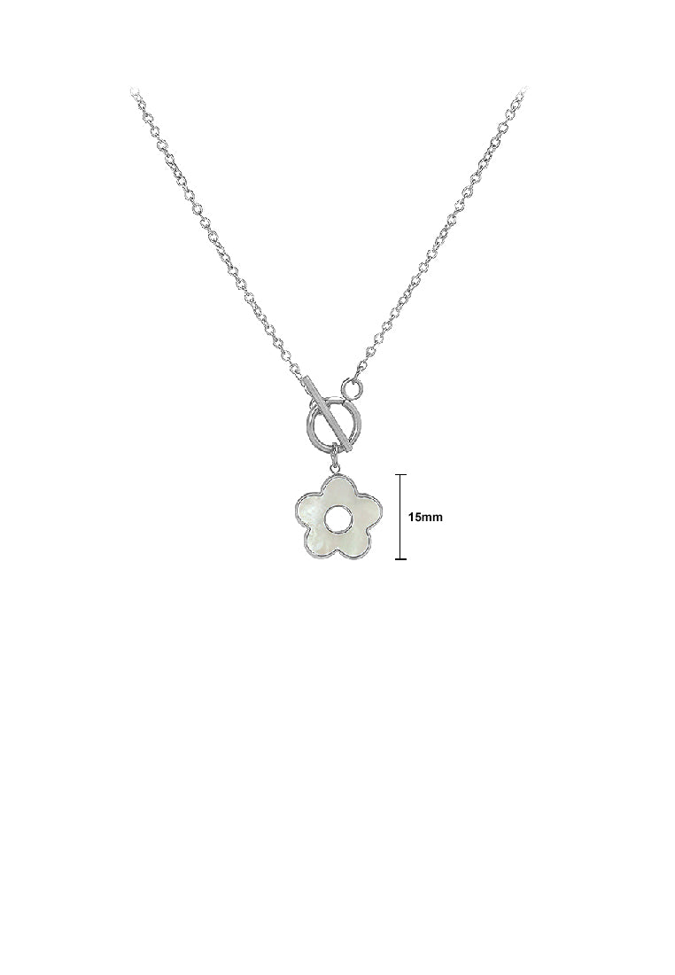Fashion Simple 316L Stainless Steel Flower White Shell Pendant with Necklace