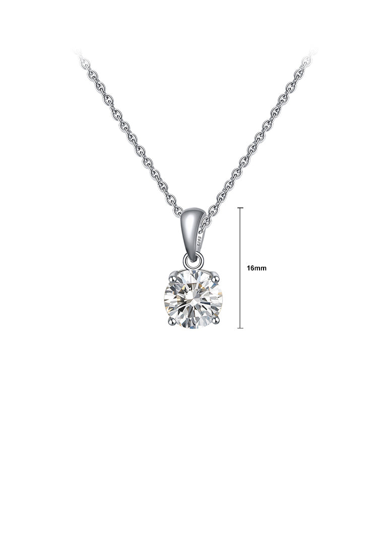 925 Sterling Silver Simple Fashion April Birthstone Geometric Pendant with White Cubic Zirconia and Necklace - Luxurious Look