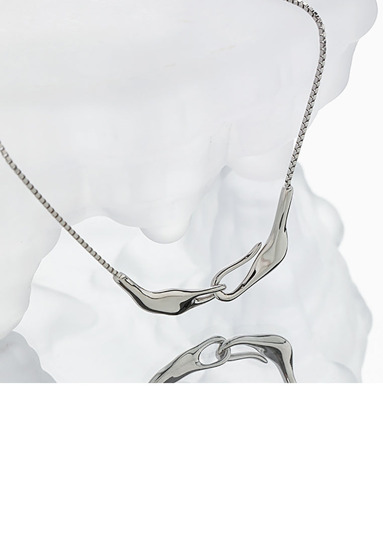 925 Sterling Silver Fashion Personality Irregular Geometric Pendant with Necklace