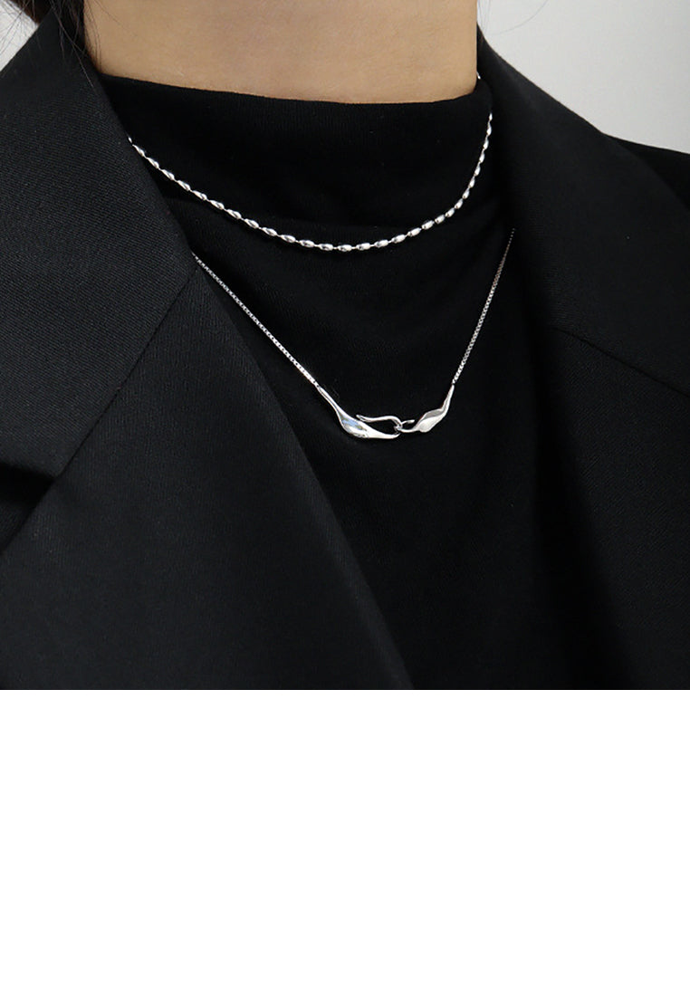 925 Sterling Silver Fashion Personality Irregular Geometric Pendant with Necklace