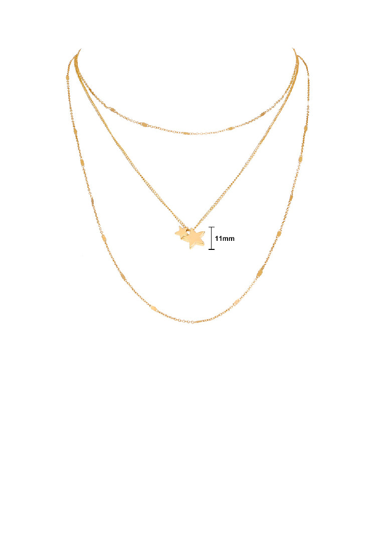 Simple Fashion Plated Gold Star Pendant with Layered Necklace