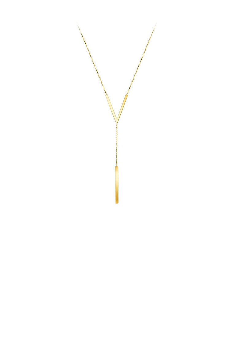 Simple Temperament Plated Gold 316L Stainless Steel Alphabet V Tassel Pendant with Necklace