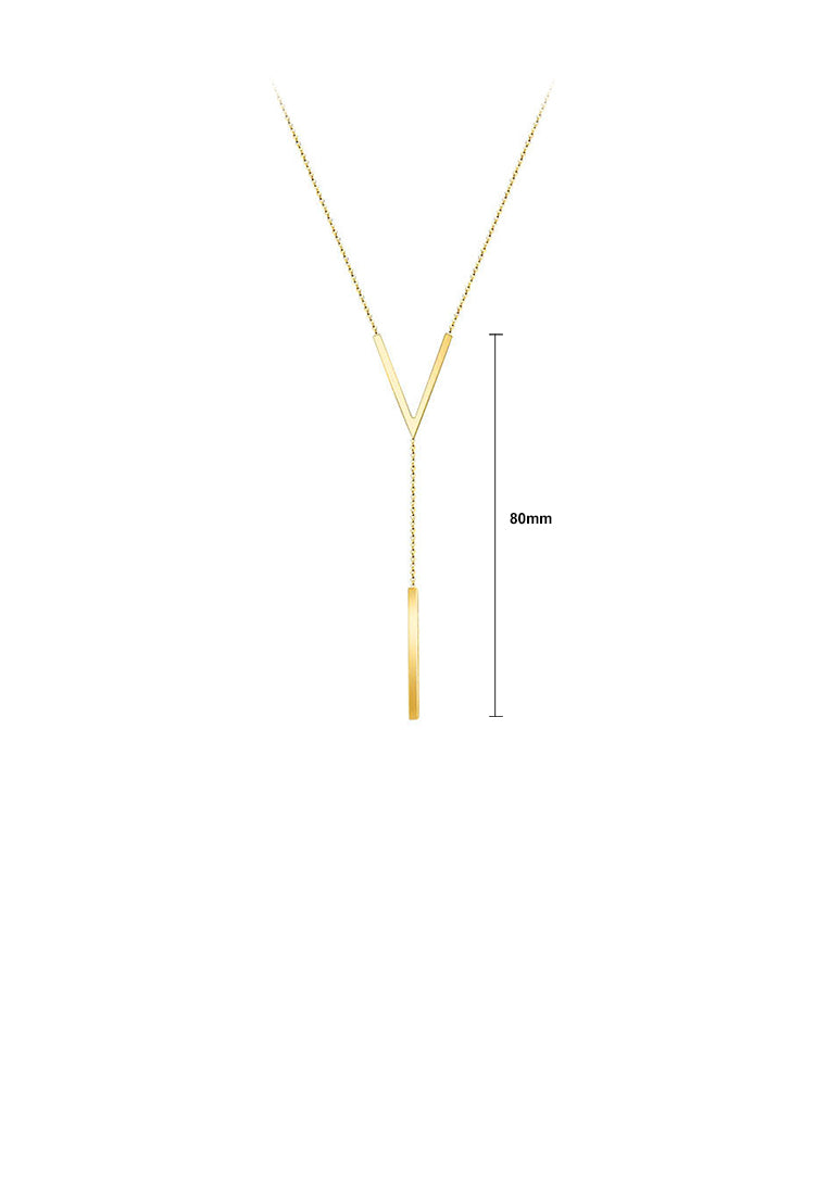 Simple Temperament Plated Gold 316L Stainless Steel Alphabet V Tassel Pendant with Necklace