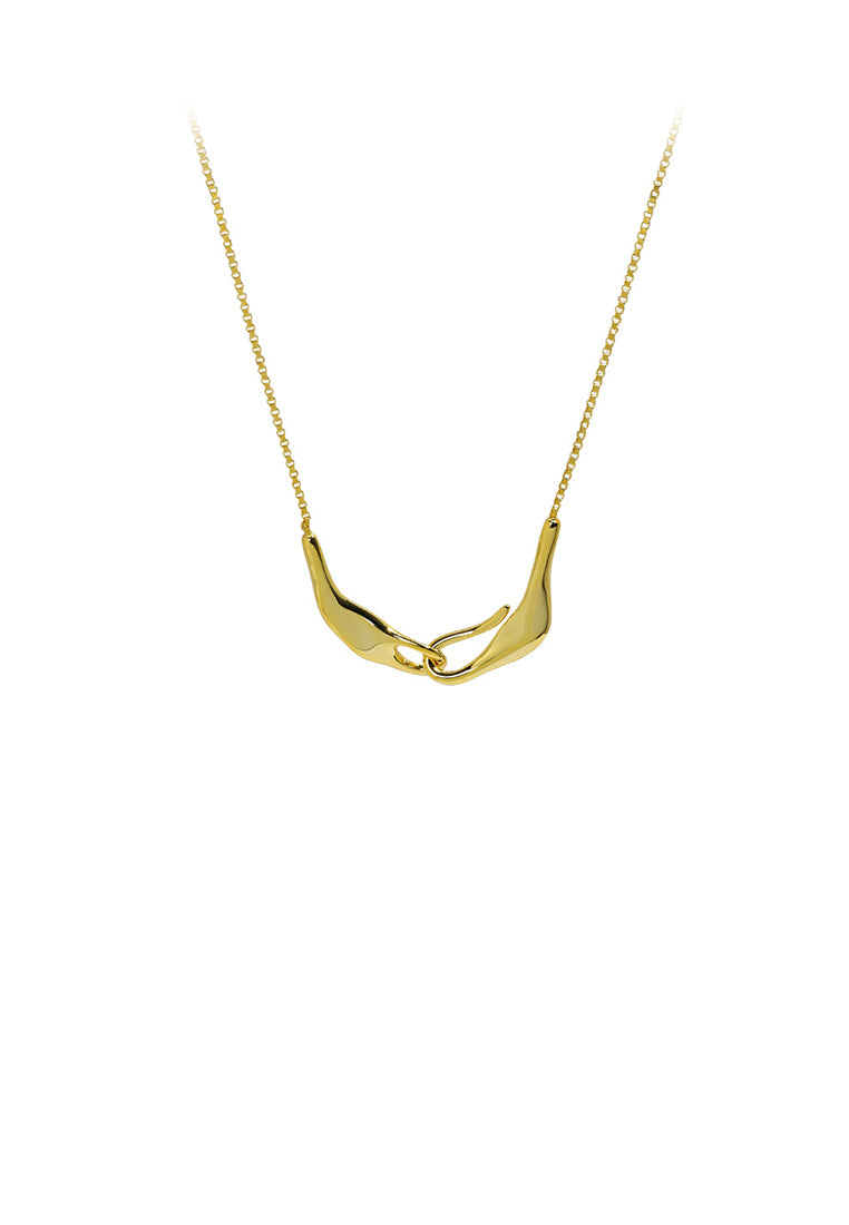 925 Sterling Silver Plated Gold Fashion Personality Irregular Geometric Pendant with Necklace