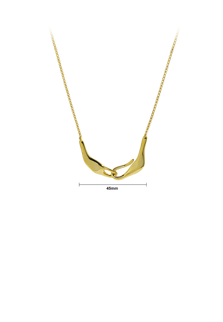 925 Sterling Silver Plated Gold Fashion Personality Irregular Geometric Pendant with Necklace