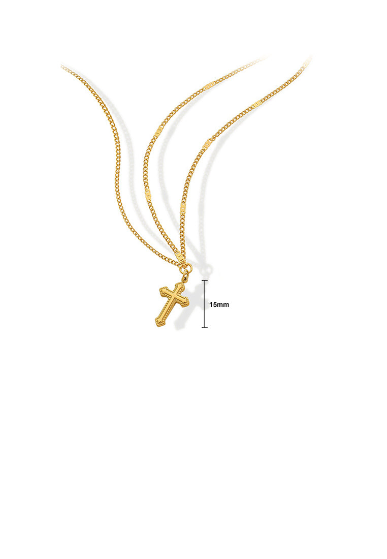 Fashion Simple Plated Gold 316L Stainless Steel Cross Pendant with Necklace