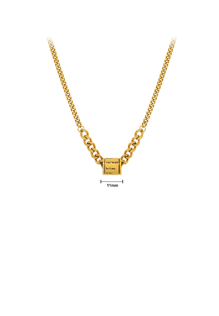 Fashion Personality Plated Gold 316L Stainless Steel Geometric Cylindrical Pendant with Necklace