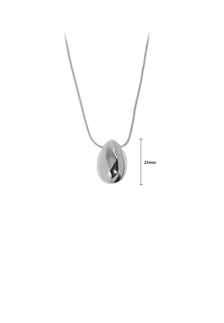 925 Sterling Silver Fashion Simple Water Drop Shape Pendant with Necklace