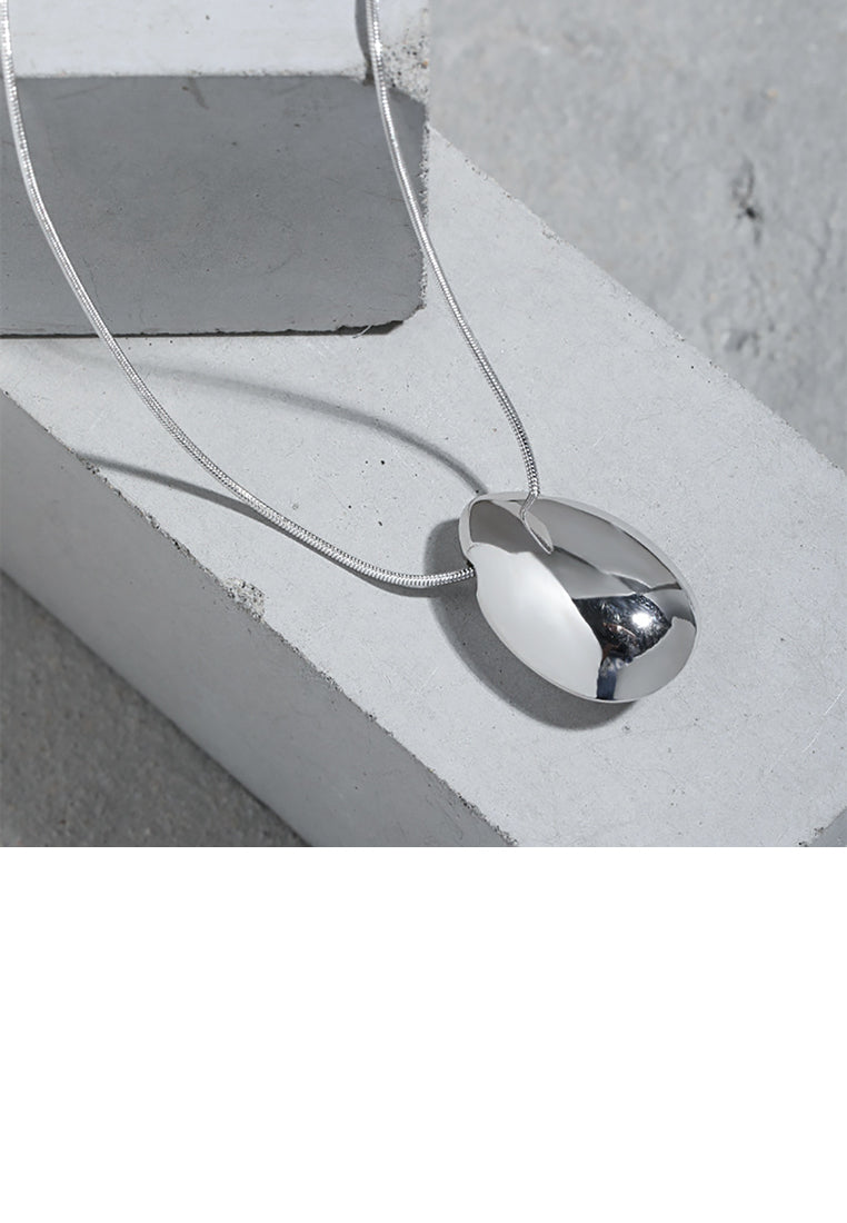 925 Sterling Silver Fashion Simple Water Drop Shape Pendant with Necklace