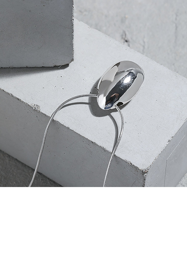 925 Sterling Silver Fashion Simple Water Drop Shape Pendant with Necklace