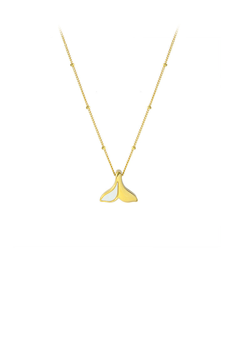 Fashion Simple Plated Gold 316L Stainless Steel Mermaid Tail Pendant with Necklace