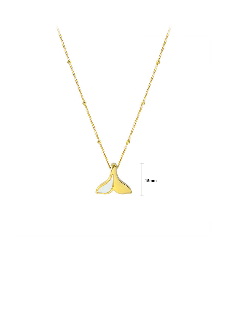 Fashion Simple Plated Gold 316L Stainless Steel Mermaid Tail Pendant with Necklace