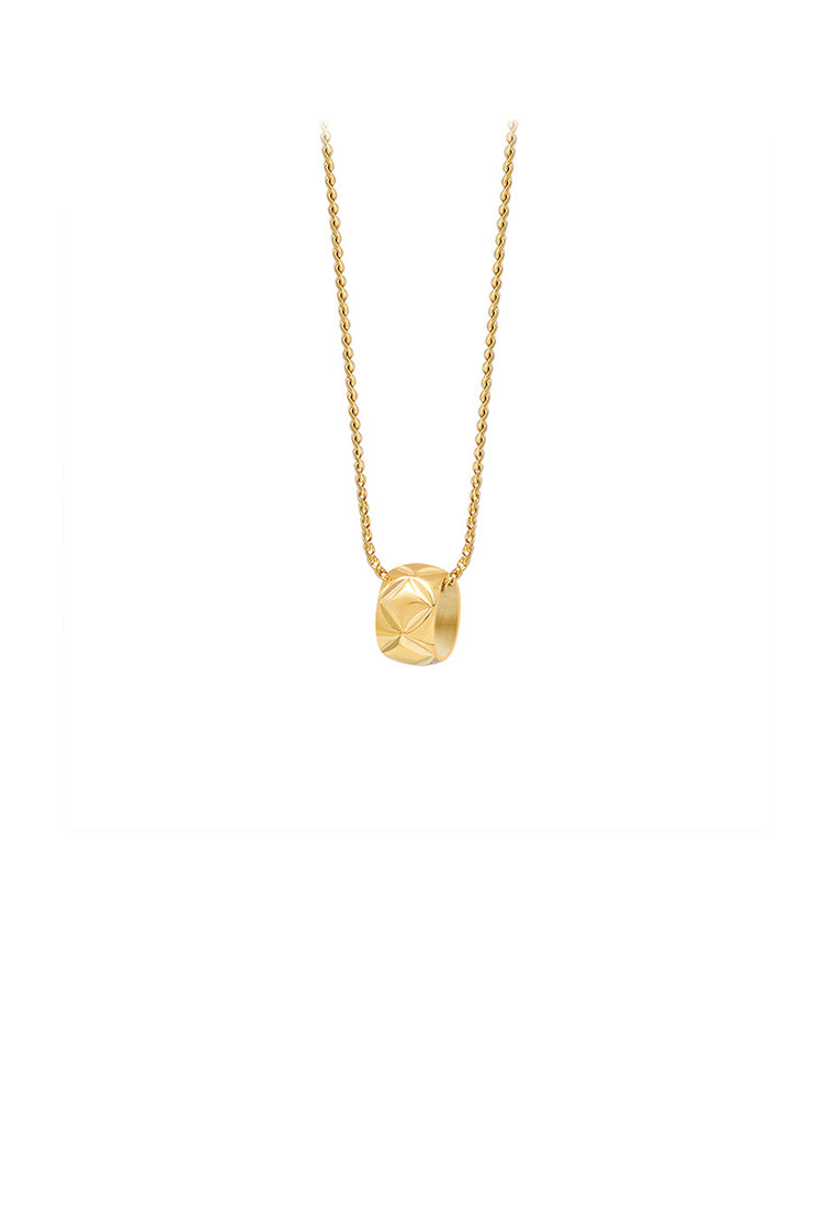 Simple Fashion Plated Gold 316L Stainless Steel Diamond Pattern Geometric Pendant with Necklace