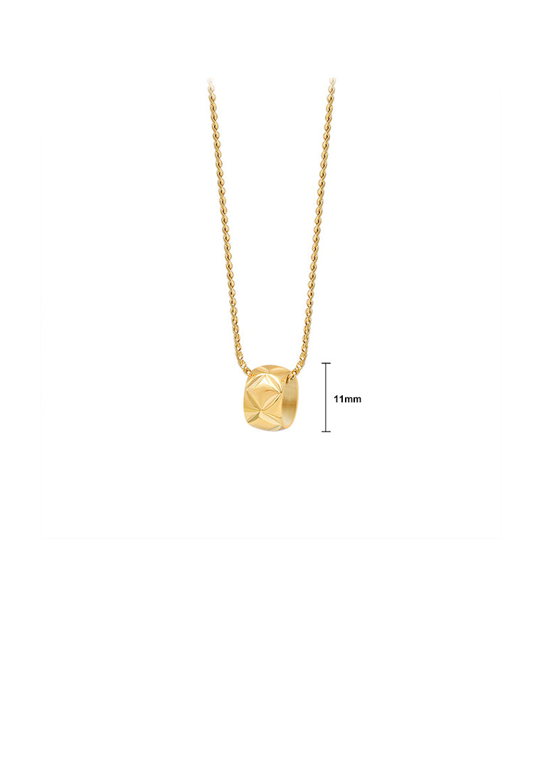 Simple Fashion Plated Gold 316L Stainless Steel Diamond Pattern Geometric Pendant with Necklace