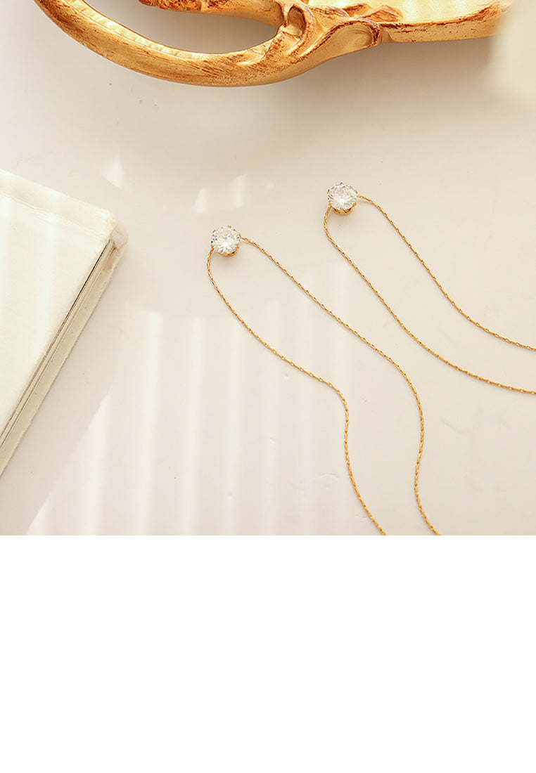 Simple Fashion Plated Gold 316L Stainless Steel Geometric Cubic Zirconia Pendant with Necklace - Luxurious Look