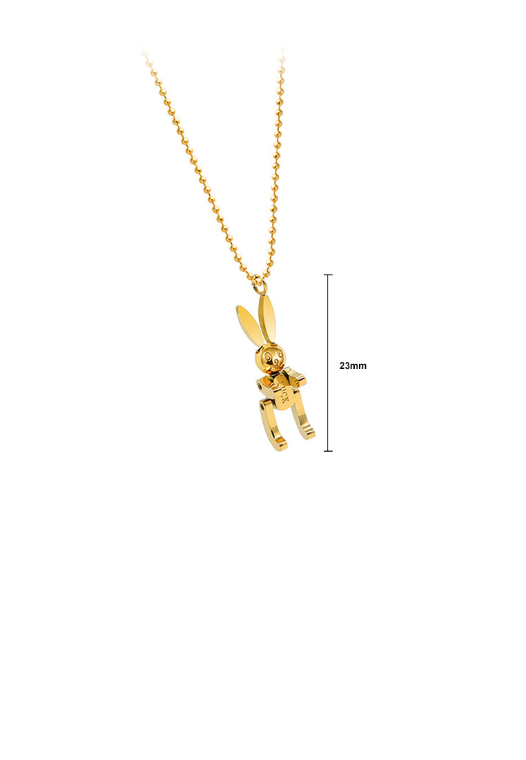 Fashion Temperament Plated Gold 316L Stainless Steel Mechanical Rabbit Pendant with Necklace