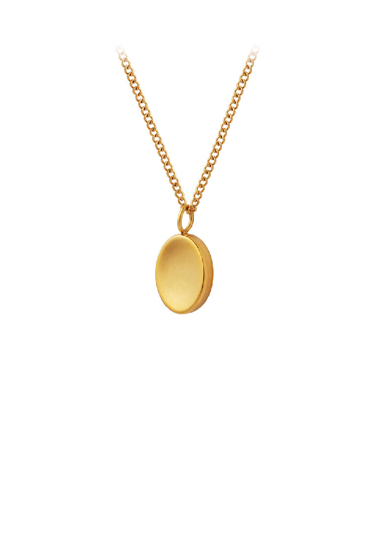Simple Fashion Plated Gold 316L Stainless Steel Geometric Oval Pendant with Necklace
