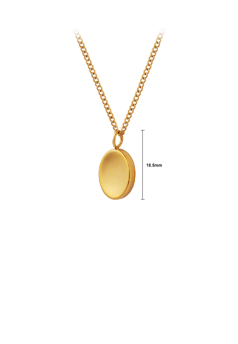 Simple Fashion Plated Gold 316L Stainless Steel Geometric Oval Pendant with Necklace