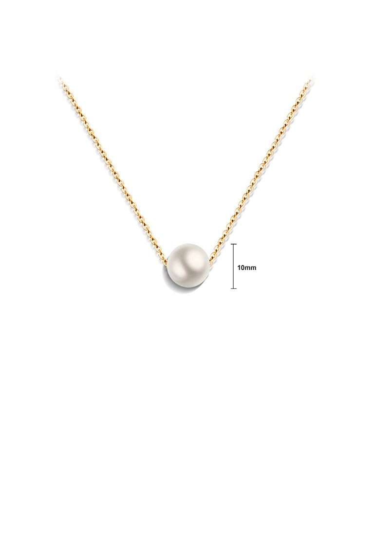 Simple and Elegant Plated Gold Geometric Imitation Pearl Pendant with 316L Stainless Steel Necklace - Luxurious Look