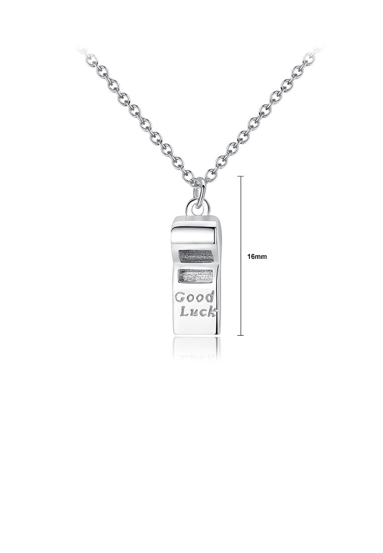 925 Sterling Silver Simple Fashion Whistle Pendant with Necklace