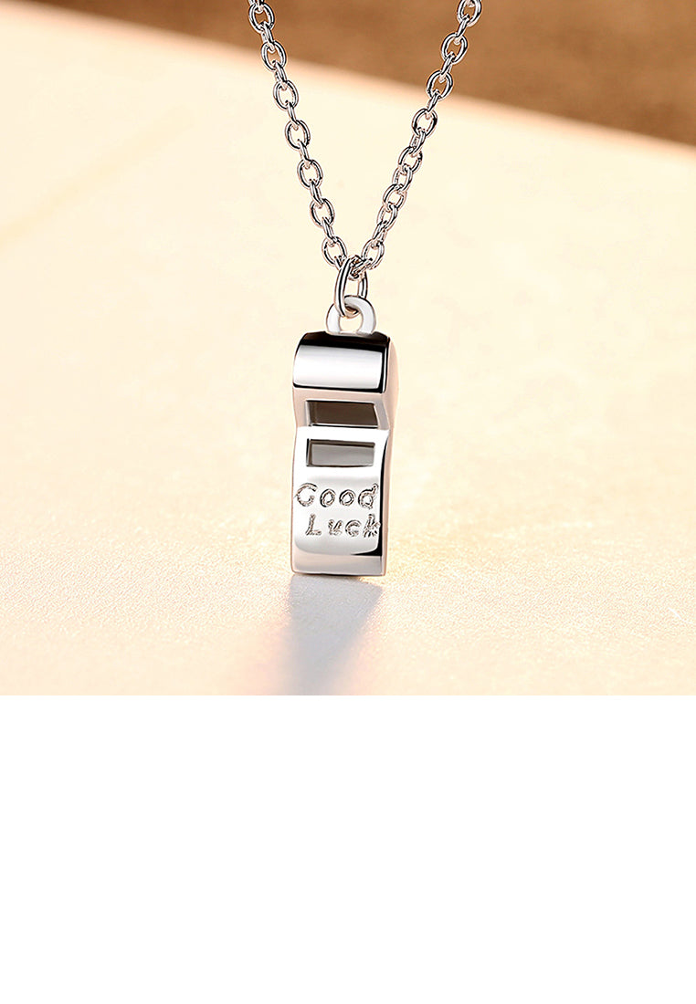925 Sterling Silver Simple Fashion Whistle Pendant with Necklace