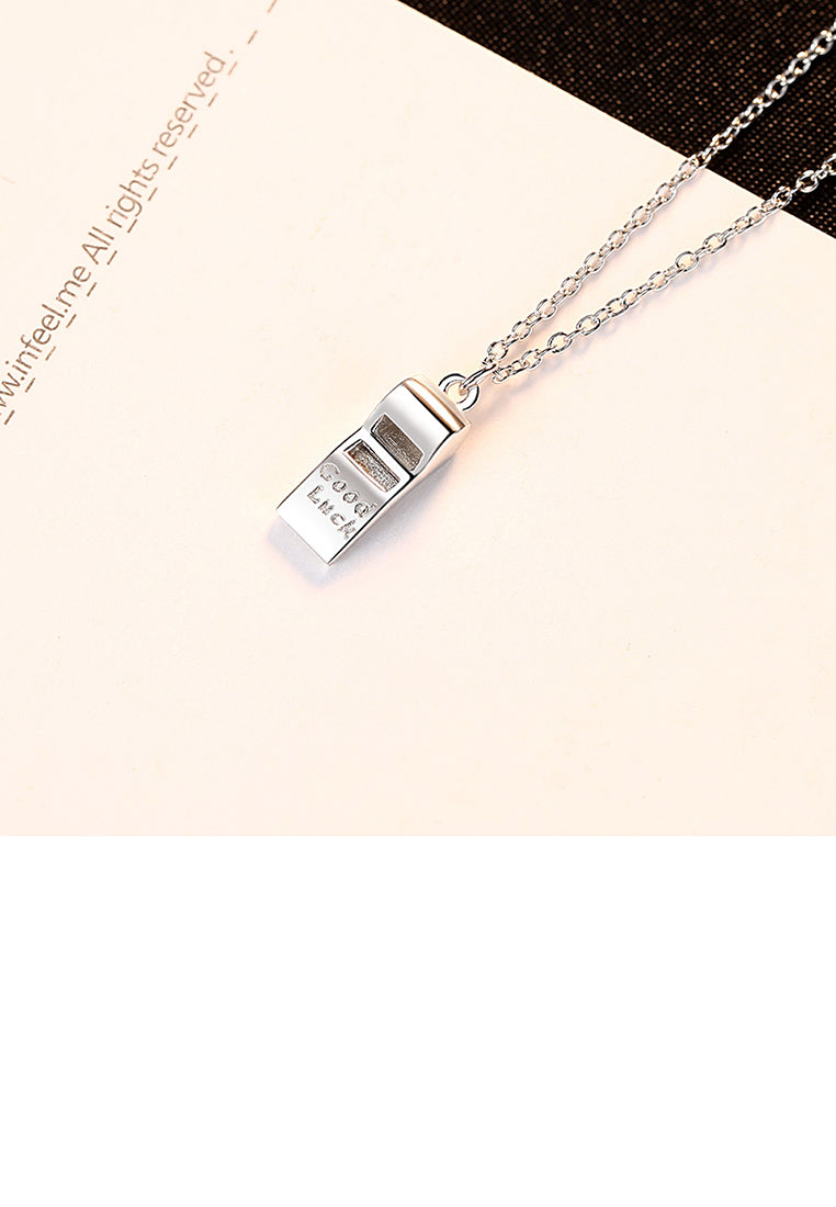 925 Sterling Silver Simple Fashion Whistle Pendant with Necklace
