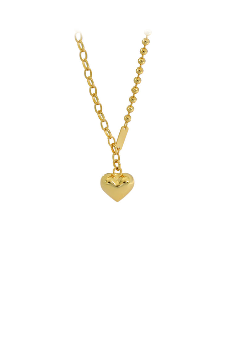 925 Sterling Silver Plated Gold Simple Romantic Heart Pendant with Necklace