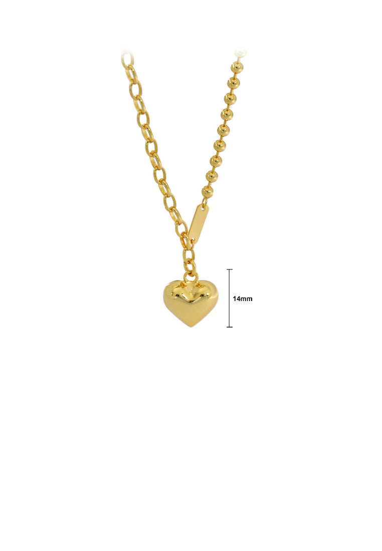 925 Sterling Silver Plated Gold Simple Romantic Heart Pendant with Necklace