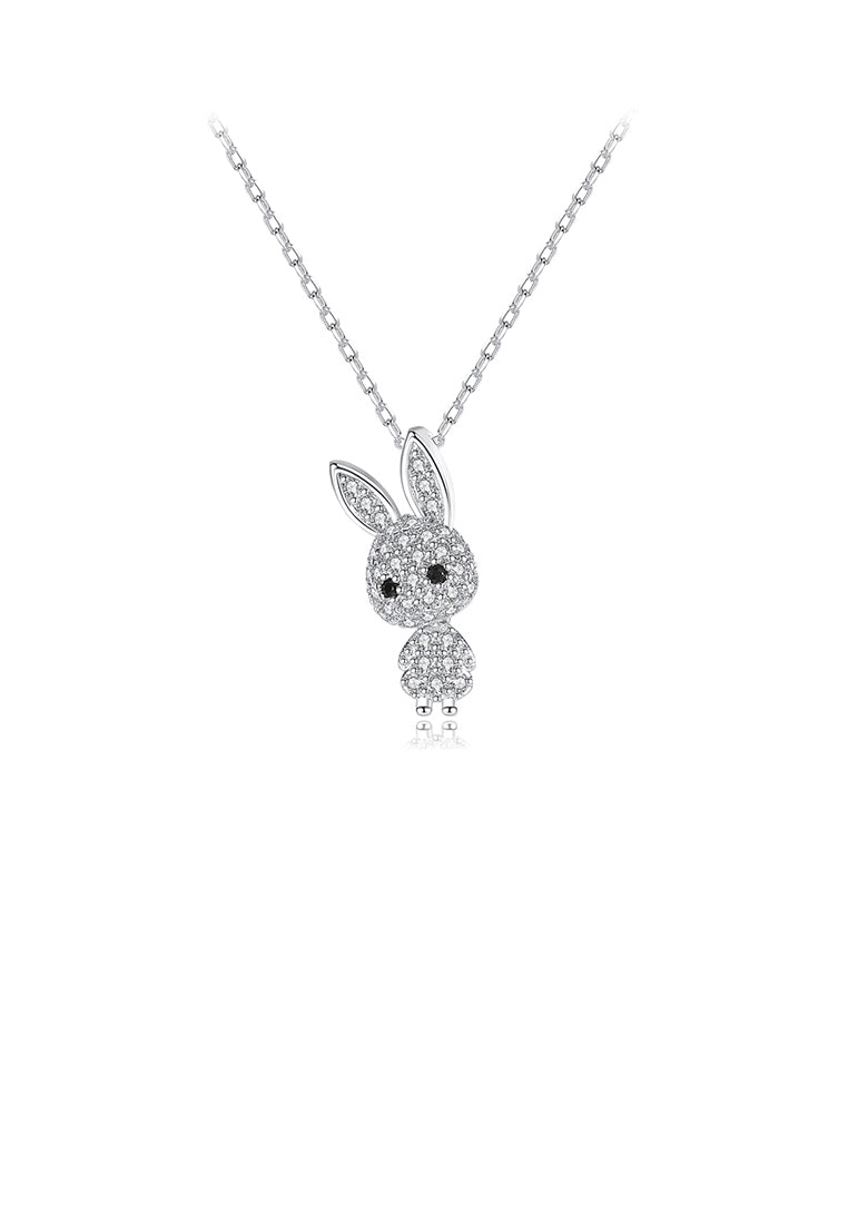 Fashion Cute Rabbit Pendant with Cubic Zirconia and Necklace - Luxurious Look