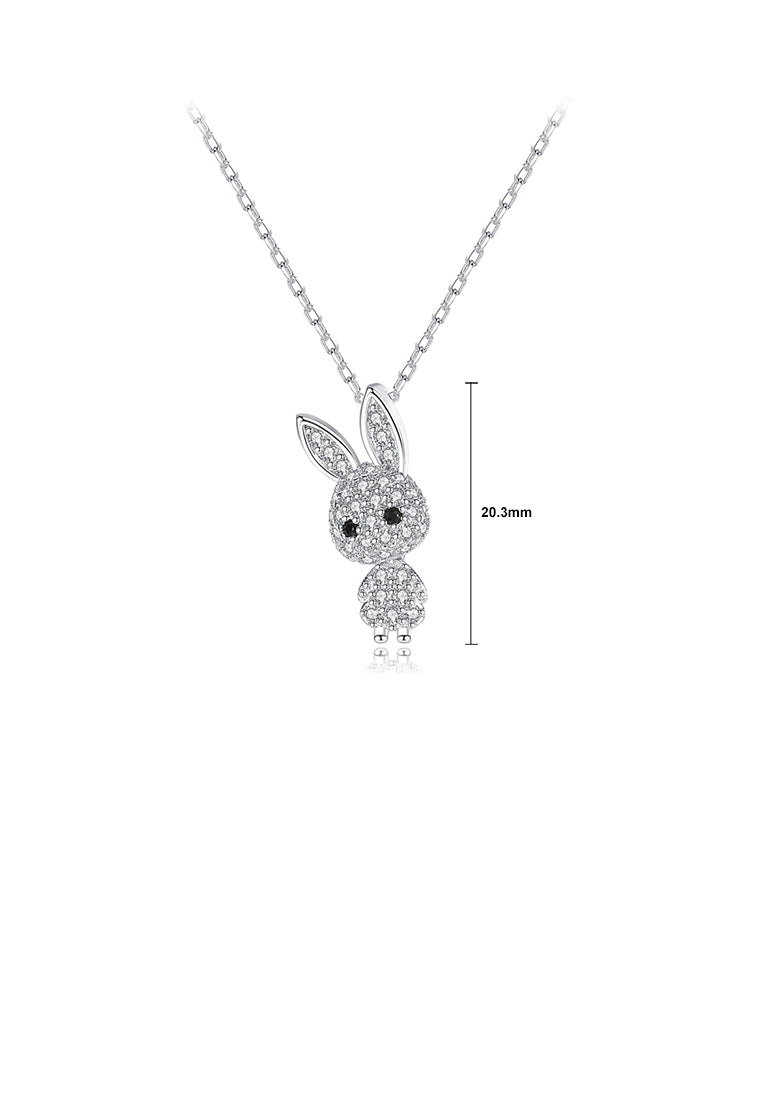 Fashion Cute Rabbit Pendant with Cubic Zirconia and Necklace - Luxurious Look